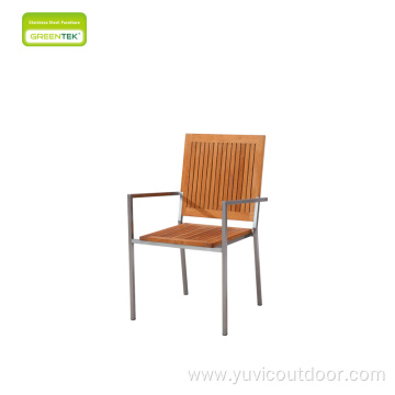 Frame Embedded Vertical Strip Teak Wood Chair